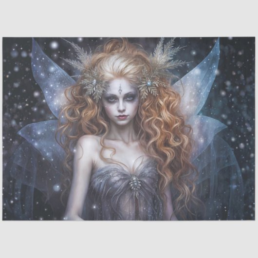 Gothic Winter Fairy – Ice Enchantress Fantasy Seidenpapier (Vorderseite)