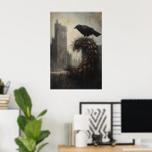 Gothic Winter Raven Crow Xmas Wreath Art Poster (Heimbüro)