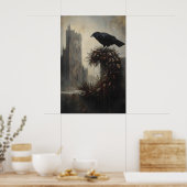 Gothic Winter Raven Crow Xmas Wreath Art Poster (Küche)