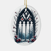 Gothic Winter Window with Roses Keramik Ornament (Rechts)
