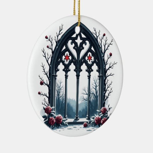 Gothic Winter Window with Roses Keramik Ornament (Rechts)