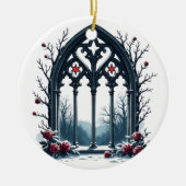 Gothic Winter Window with Roses Keramik Ornament (Vorne)