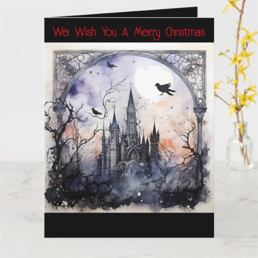 Gothic Wir wünschen dir frohe Weihnachten Karte (Gelbe Blume)