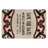 Gothic-Wirbel speichern das Date Magnet, Rot Magnet (Horizontal)
