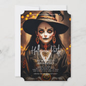 Gothic Witch Adult Halloween-Party Black Orange Einladung (Vorderseite)