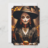Gothic Witch Adult Halloween-Party Black Orange Einladung (Rückseite)