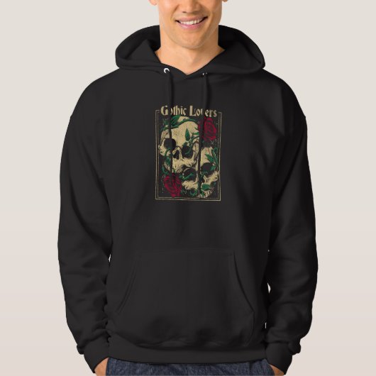 Gothic Witch Pagan Wiccan Wicca Roses & Skulls Hoodie (Vorderseite)
