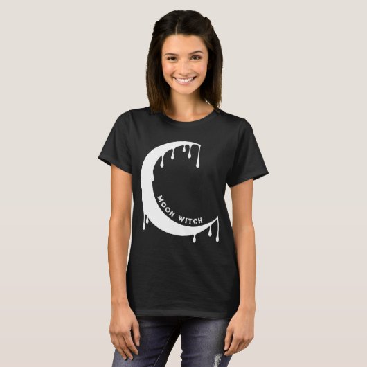 Gothic Witchcraft Dripping Moon Goth Hexe T-Shirt (Vorne ganz)