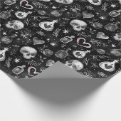 Gothic Witchcraft Liebe Potion Schädelherzen Geschenkpapier (Ecke)