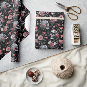 Gothic Witchcraft Skulls mit Rose Geschenkpapier
