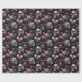Gothic Witchcraft Skulls mit Rose Geschenkpapier (Flach)