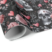 Gothic Witchcraft Skulls mit Rose Geschenkpapier (Rolleneckpunkt)