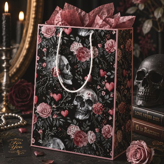 Gothic Witchcraft Skulls mit Rose Mittlere Geschenktüte