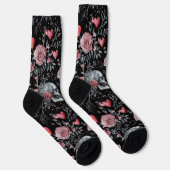 Gothic Witchcraft Skulls mit Rose Socken (Rechts)