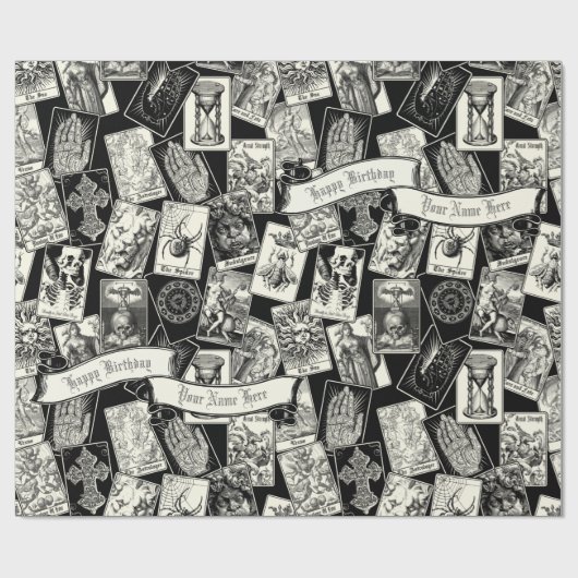 Gothic Witchcraft Tarot Cards Viktorianisch Goth Geschenkpapier (Flach)