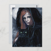Gothic Witching Hour Cat Postcard Postkarte (Vorne/Hinten)