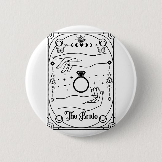 Gothic Witchy Bride Coven Tarot Halloween Bachelor Button (Vorderseite)