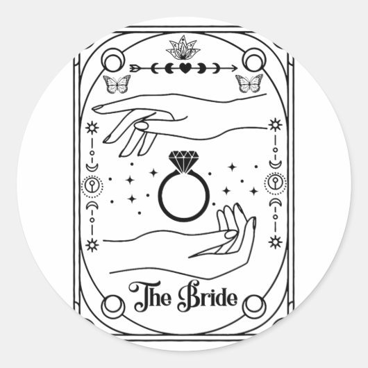 Gothic Witchy Bride Coven Tarot Halloween Bachelor Runder Aufkleber (Vorderseite)