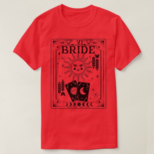Gothic Witchy Coven, Tarot Celestial Bachelorette T-Shirt (Design vorne)