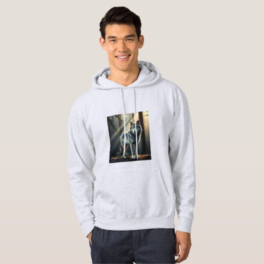 Gothic Wolf Moonlight Oil Painting Hoodie (Vorne ganz)