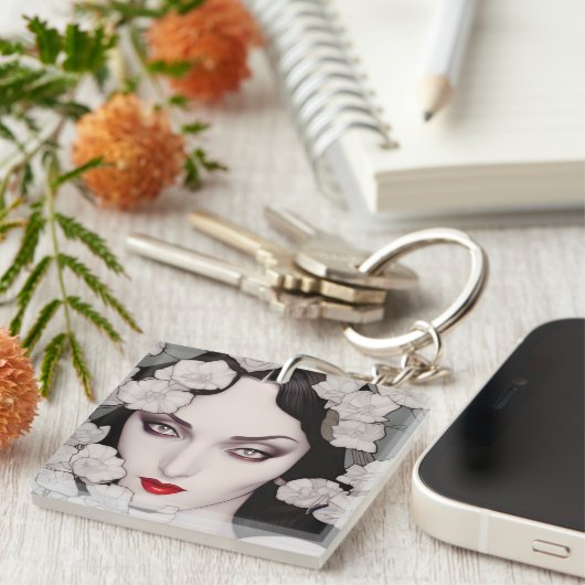 Gothic Woman AI Generated Art Schlüsselanhänger (Vorderseite rechts)
