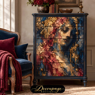 Gothic Woman Burgund Gold Dekoupage Seidenpapier