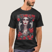 Gothic Woman Evil Darkness Rose Thorns Blutränen T-Shirt (Vorderseite)