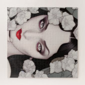 Gothic Woman Florals AI Generated Art Puzzle (Horizontal)