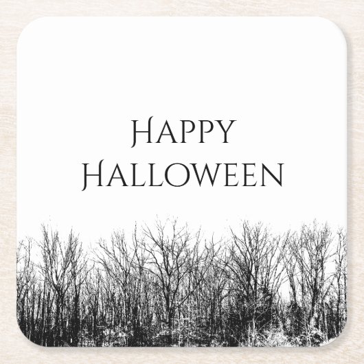 Gothic Woods Halloween-Party Schwarz-weiß Rechteckiger Pappuntersetzer (Vorderseite)
