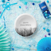 Gothic Woods Schwarz-weißes Halloween-Party Pappteller (Party)