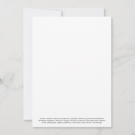 Gothic Word Scramble Brautparty Game Card Einladung (Rückseite)