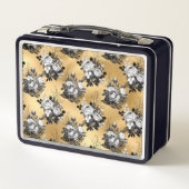Gothic Yellow Blume Blätter Blumenbilder Metall Brotdose (Rückseite)