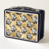 Gothic Yellow Blume Blätter Blumenbilder Metall Brotdose (Vorderseite)