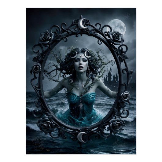 Gothic Zodiac Cancer – Mystieke Kreeft Illustratie Poster (Vorderseite)