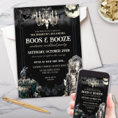 Gothic Zombie Apocolypse Boos & Booze Halloween Einladung