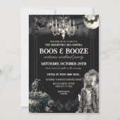 Gothic Zombie Apocolypse Boos & Booze Halloween Einladung (Vorderseite)