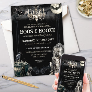 Gothic Zombie Apokalypse Boos & Booze Halloween Einladung
