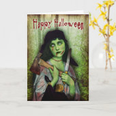 Gothic Zombie Girl Halloween Horror Karte (Gelbe Blume)