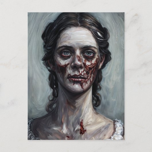 Gothic Zombie Woman Horror Portrait Postkarte (Vorderseite)