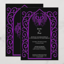 Gothicische Hochzeitseinladung mit verziertem viol