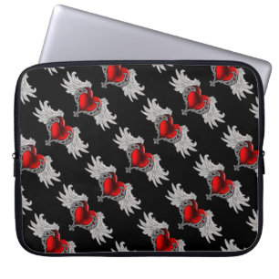 Gothik-Herz mit Engelsflügeln Laptop-Tasche Laptopschutzhülle