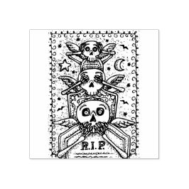 GOTHIK SEHEN KEINE BEWEISE, FRIEDHOF SKELETON RUBB GUMMISTEMPEL