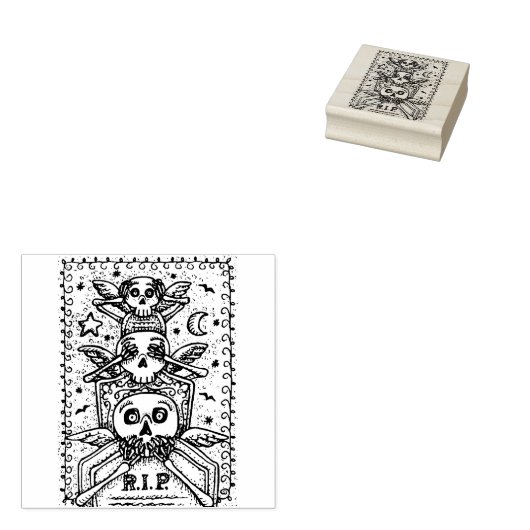 GOTHIK SEHEN KEINE BEWEISE, FRIEDHOF SKELETON RUBB GUMMISTEMPEL (Stempel)
