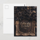Gothisch dankbare Typografie mit dunklen Rosen  Postkarte (Vorne/Hinten)