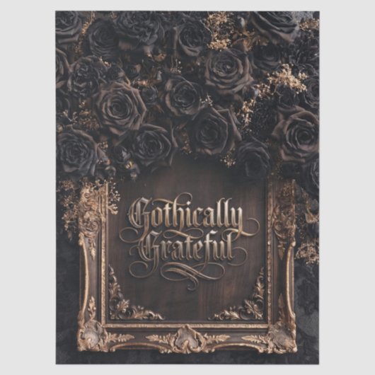 Gothisch dankbare Typografie mit dunklen Rosen Seidenpapier (Vorderseite)