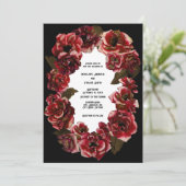 Gothisch verfallende Rose auf Schwarz und Weiß - H Einladung (Stehend Vorderseite)