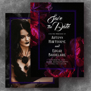 Gothische Blumen Hochzeitsankündigung - Foto Save- Save The Date