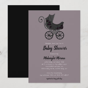 Gothische Blumen-Kinderwagen-Baby-Shower-Einladung Einladung
