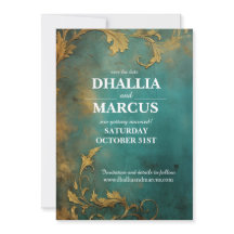 Gothische Blumen Teal Und Gold