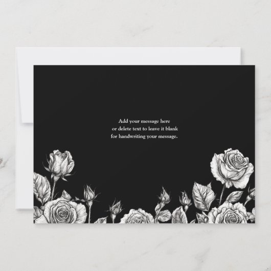 Gothische Blumenschädel mit Schwarz-Weiß Dankeskarte (Rückseite)